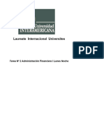 Laureate Internacional Universites: Tarea #2 Administración Financiera I Lunes Noche