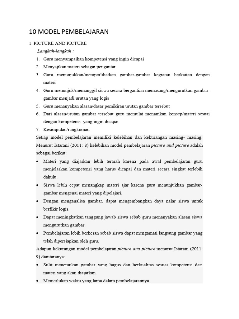 10 Model Pembelajaran di SD | PDF | Karier & Perkembangan