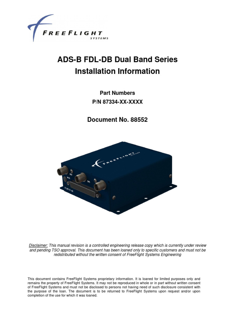 ADS-B FDL-DB Dual Band Series Installation Information: Document No ...