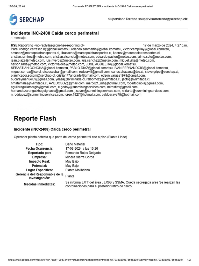 Correo de pc fast spa incidente inc 2408 ca da cerco perimetral pdf