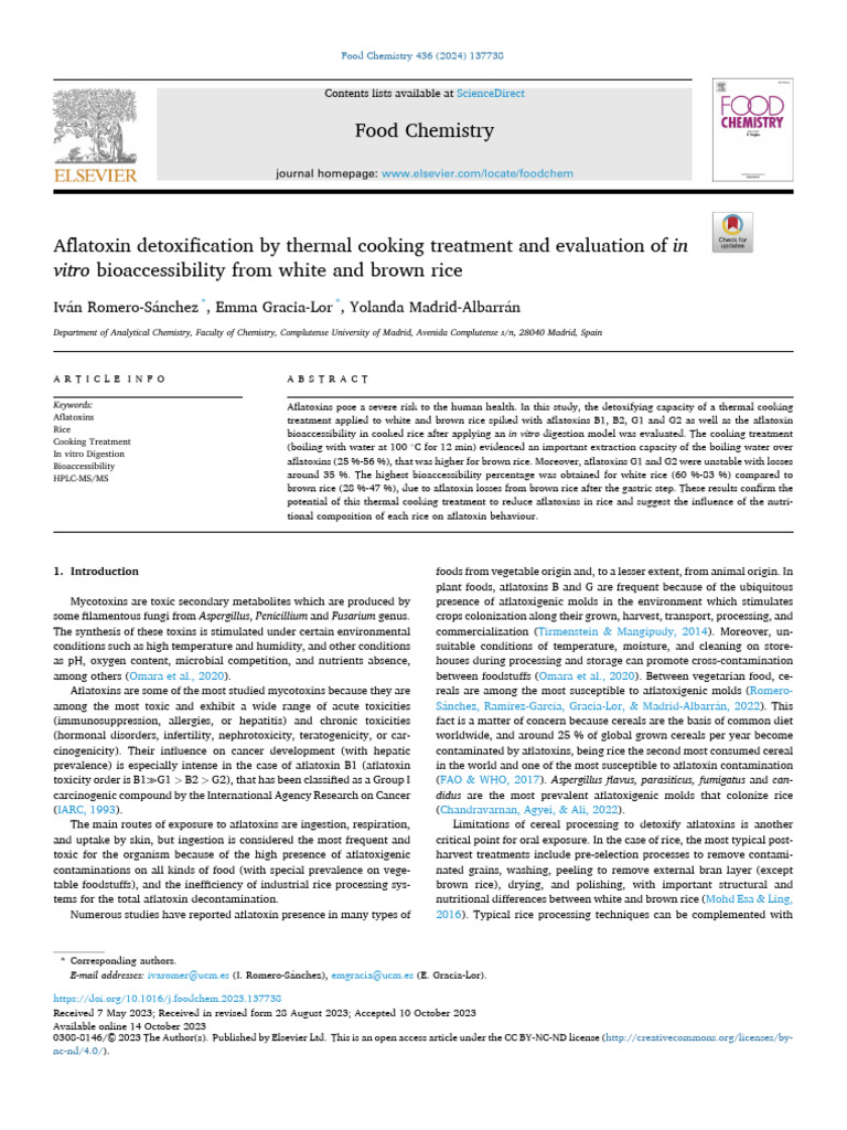 Aflatoxin Detox in Rice Cooking | PDF | Electrospray Ionization ...