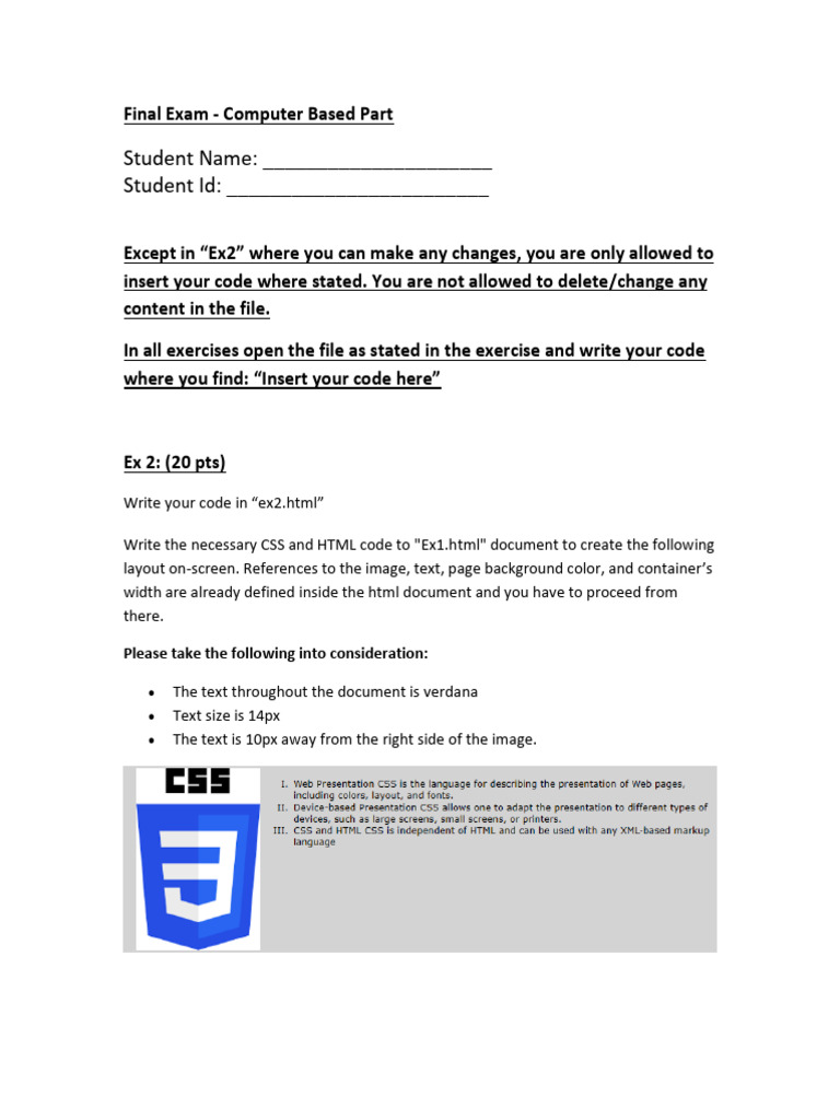 Computer-Based Final Exam Instructions | PDF | Html Element | Computing
