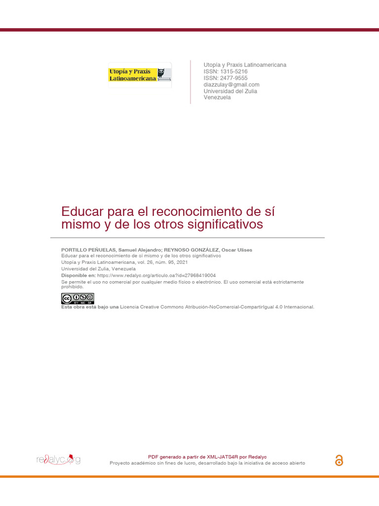 Educar para El Reconocimiento de Sí Mismo y de Los Otros Significativos ...