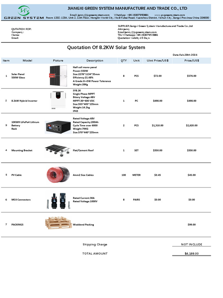 Solar Accessories Quotation Summary | PDF | Solar Energy | Electricity