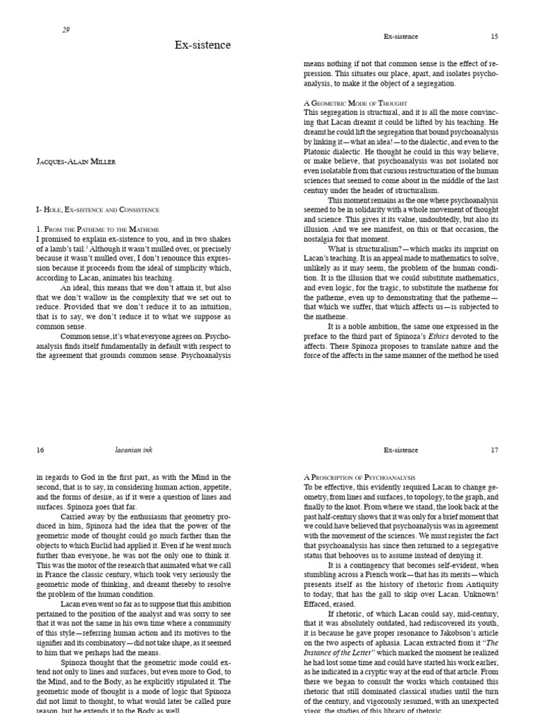 Lacan's Ex-sistence and Topology Insights | PDF | Jacques Lacan ...