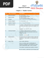 Class 9 Chapter 1 Maths Important Formulas