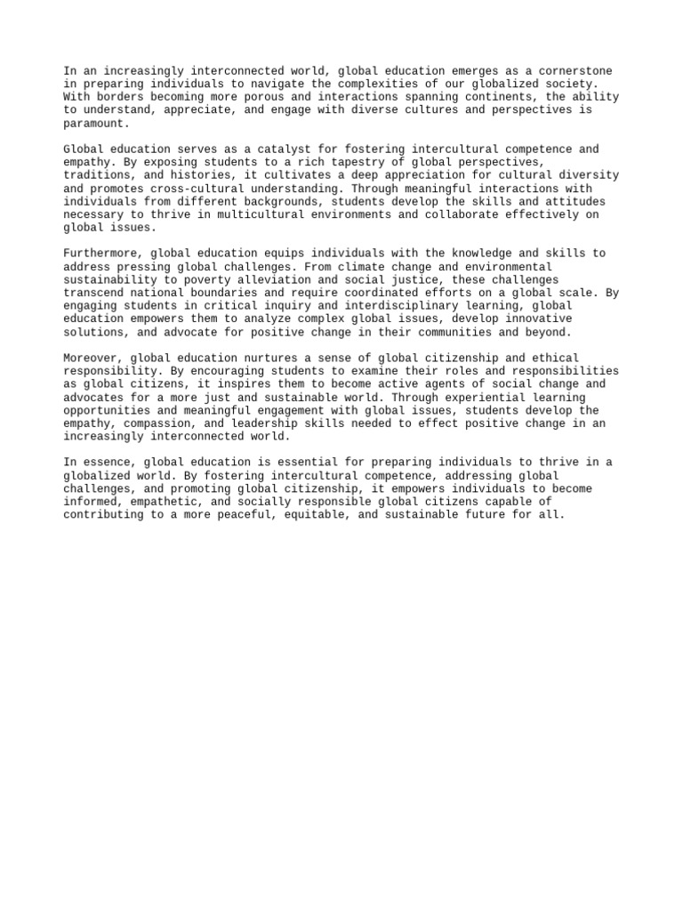 The Importance of Global Education in The Modern World 5 | PDF | Social ...