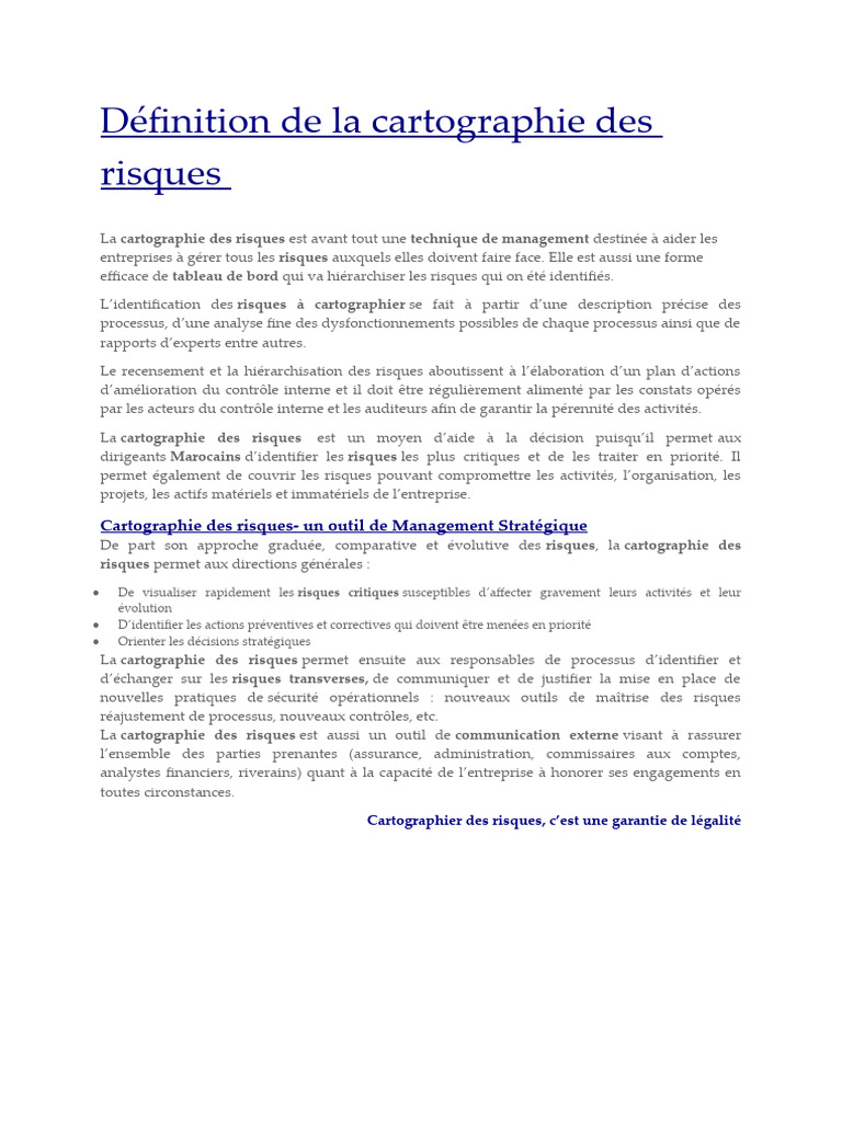 Définition de la cartographie des risques | PDF | Risque | Contrôle interne