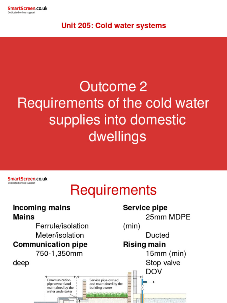 Cold Water Supply Requirements for Homes | PDF | Pump | Water Heating