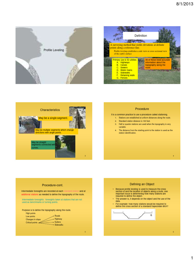 Profile Leveling for Utility Surveys | PDF | Topography | Drainage