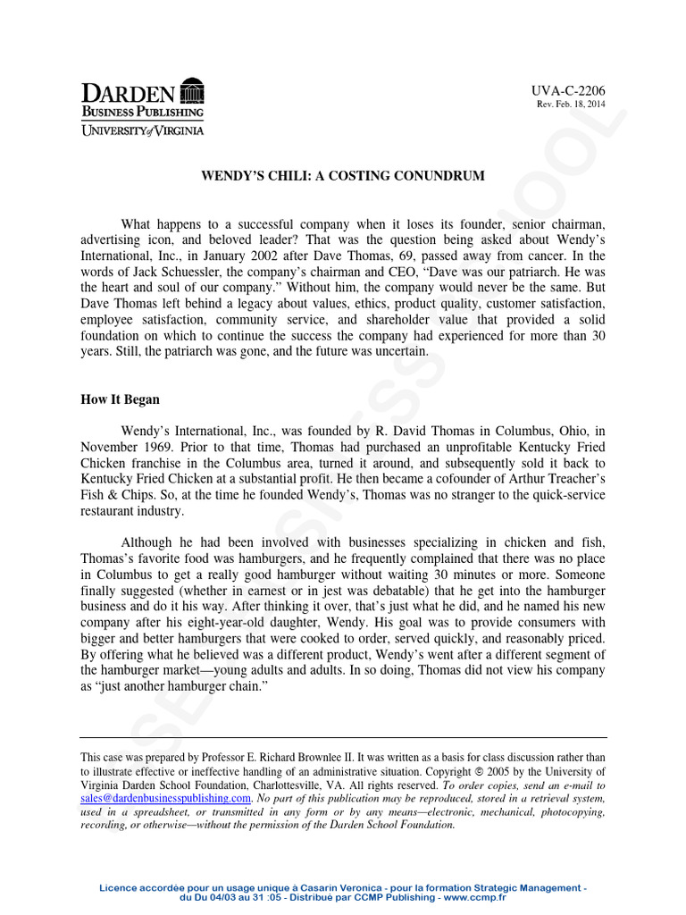 Wendy's Case | Download Free PDF | Franchising | Hamburgers