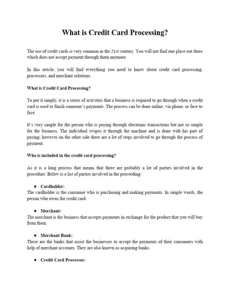 What Is Credit Card Processing | PDF | Credit Card | Payments