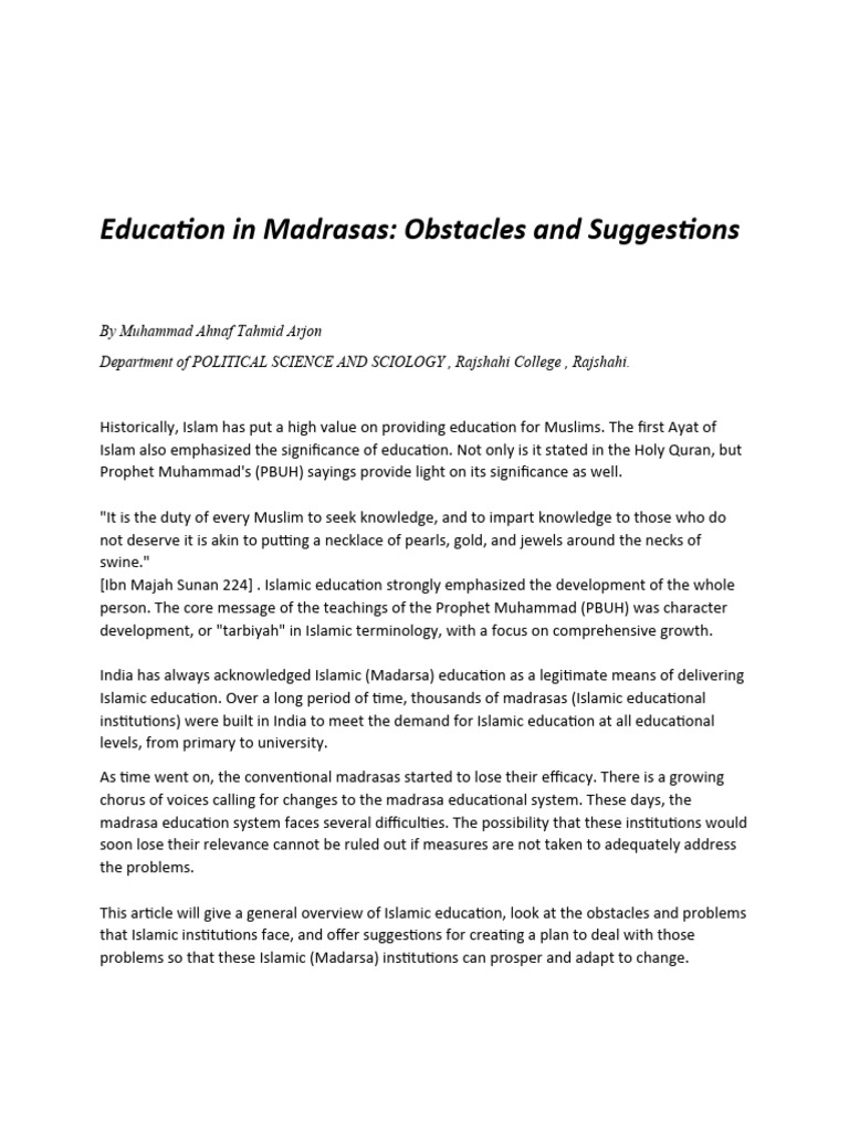 Madrasa Education | PDF | Quran | Islam