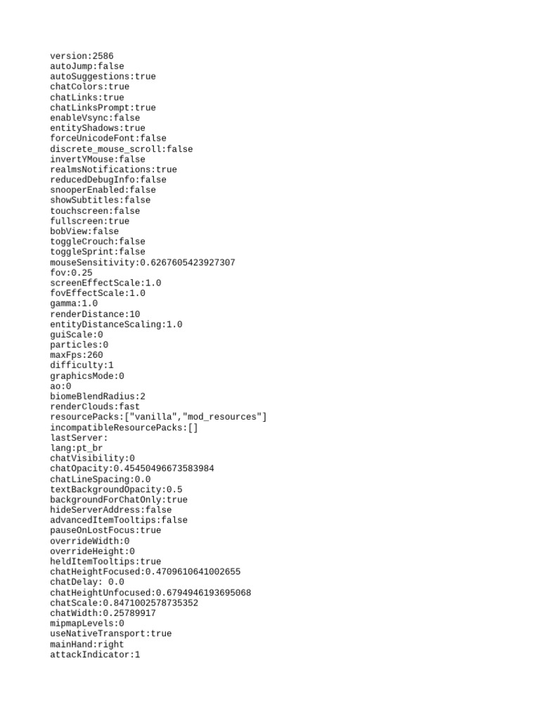 Minecraft Configuration Settings Guide | PDF