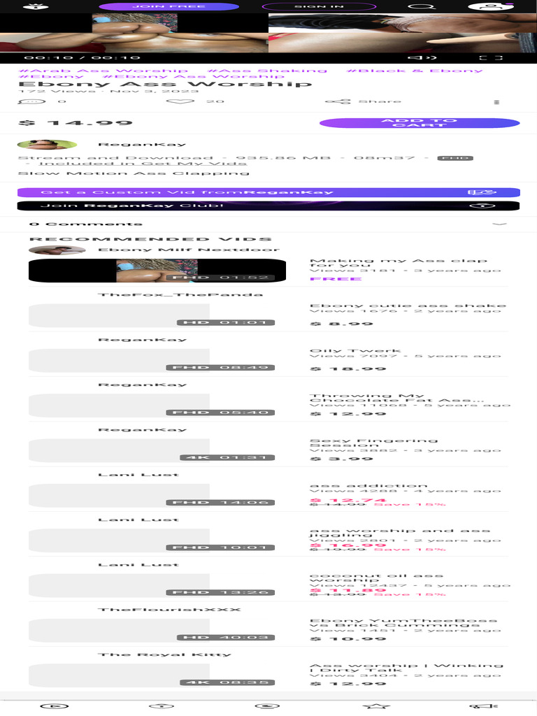 ReganKay - Ebony Ass Worship - ManyVids | PDF | Film And Video