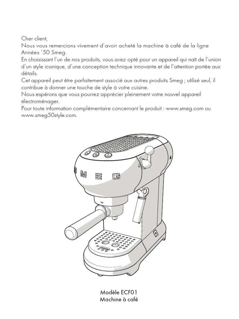 Mode d'emploi machine à café Smeg ECF01 | PDF | Café | Recyclage