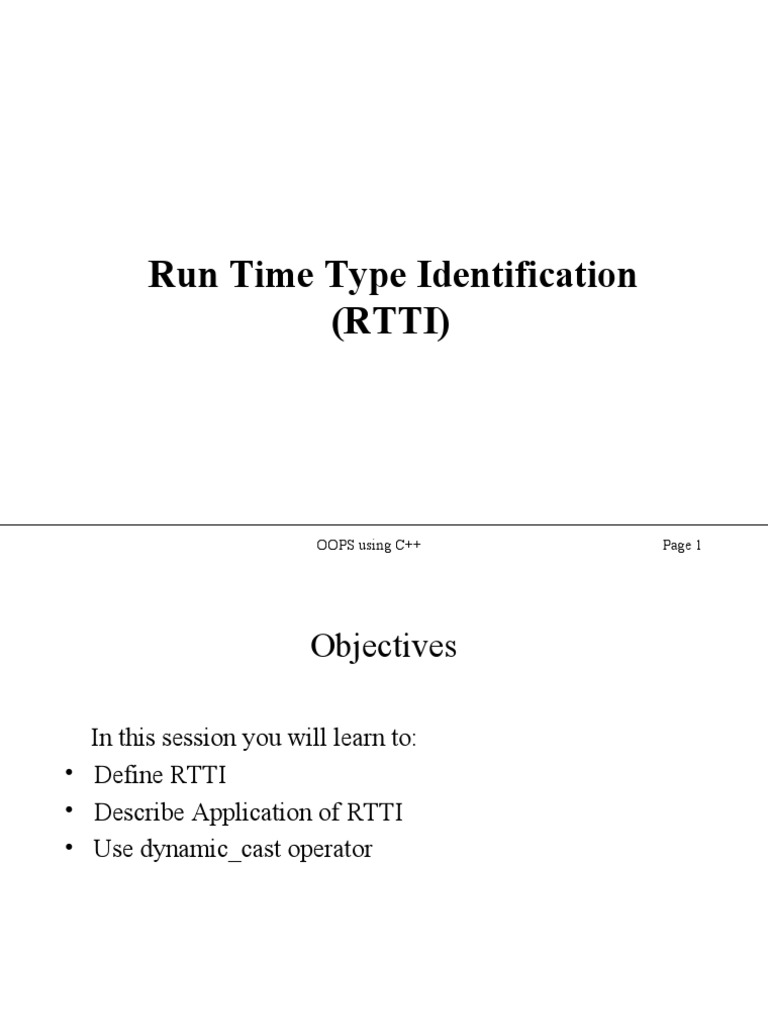 Rtti | PDF | C++ | Inheritance (Object Oriented Programming)