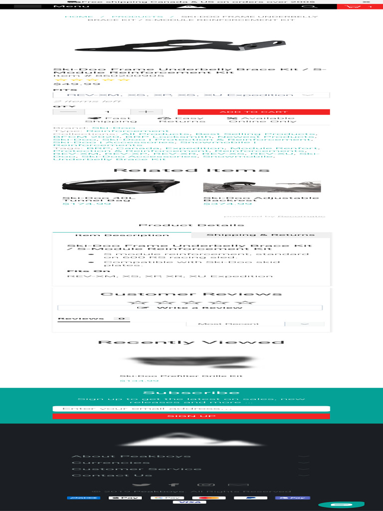 SkiDoo Frame Underbelly Brace Kit SModule Reinforcement Kit