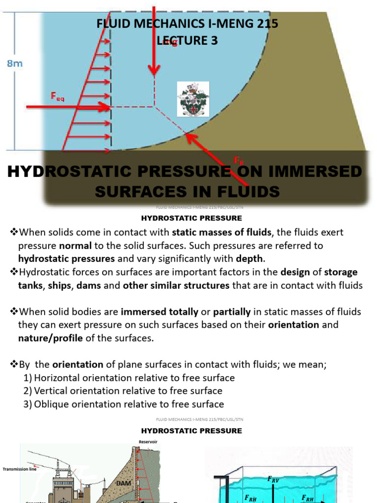 FLUID MECHANICS 1-MENG 215 LECTURE 3 (Edited) FINAL | PDF | Pressure ...