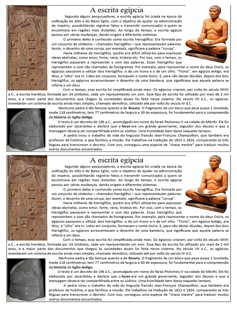 Evolução da Escrita Egípcia | PDF | Escrita | Antigo Egito