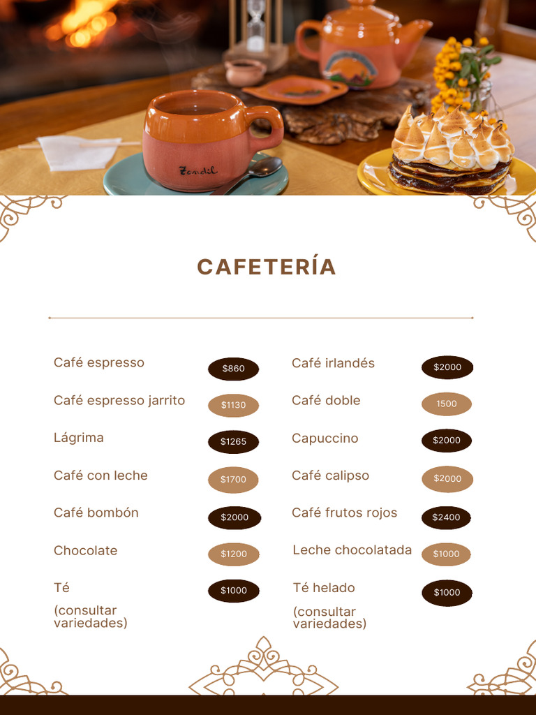Menú de Café y Té Variado | PDF | Cocina | Alimentos