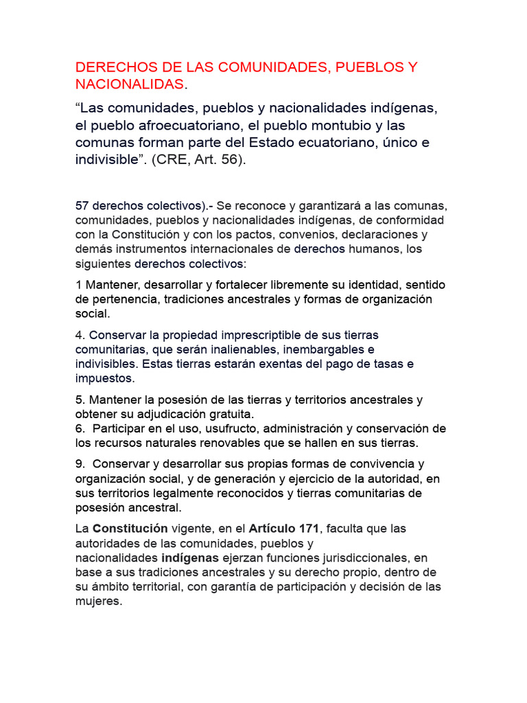 Derechos Colectivos de Comunidades Indígenas | PDF