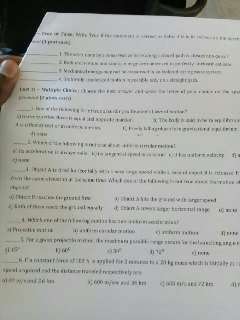 Freshman Physics Curriculum