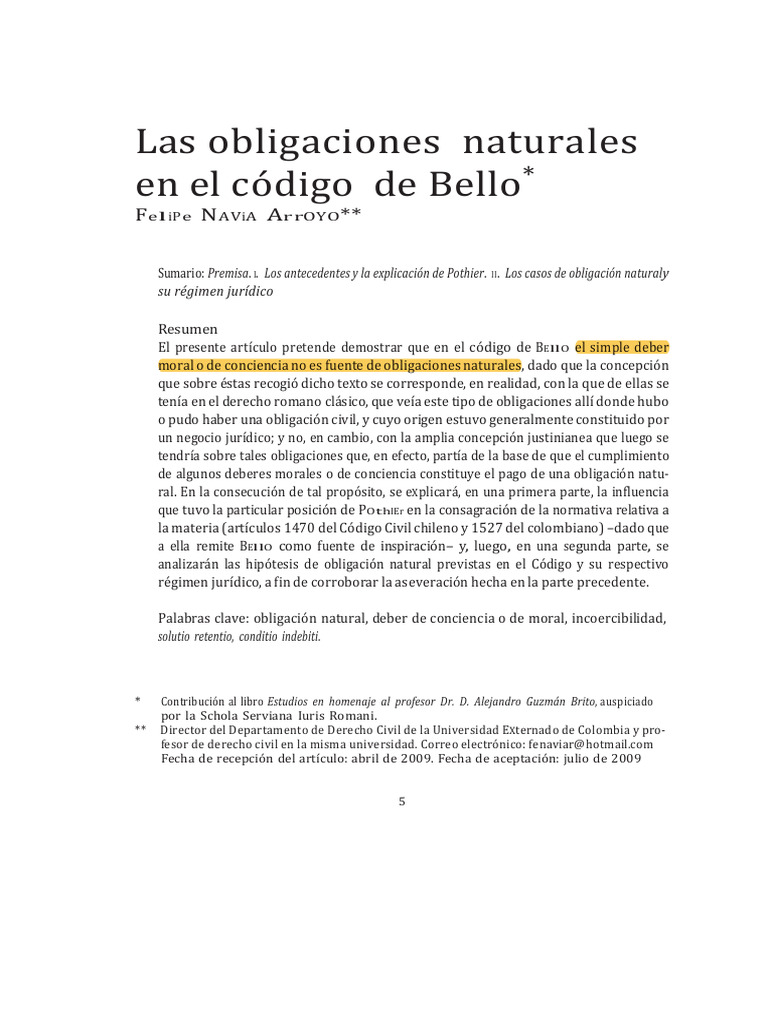 Obligaciones naturales en el código de Bello | PDF | Pagos | Justicia