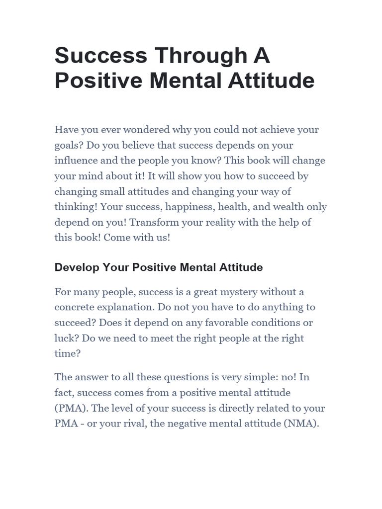 Unlock Success with PMA | PDF | Mind | Motivation