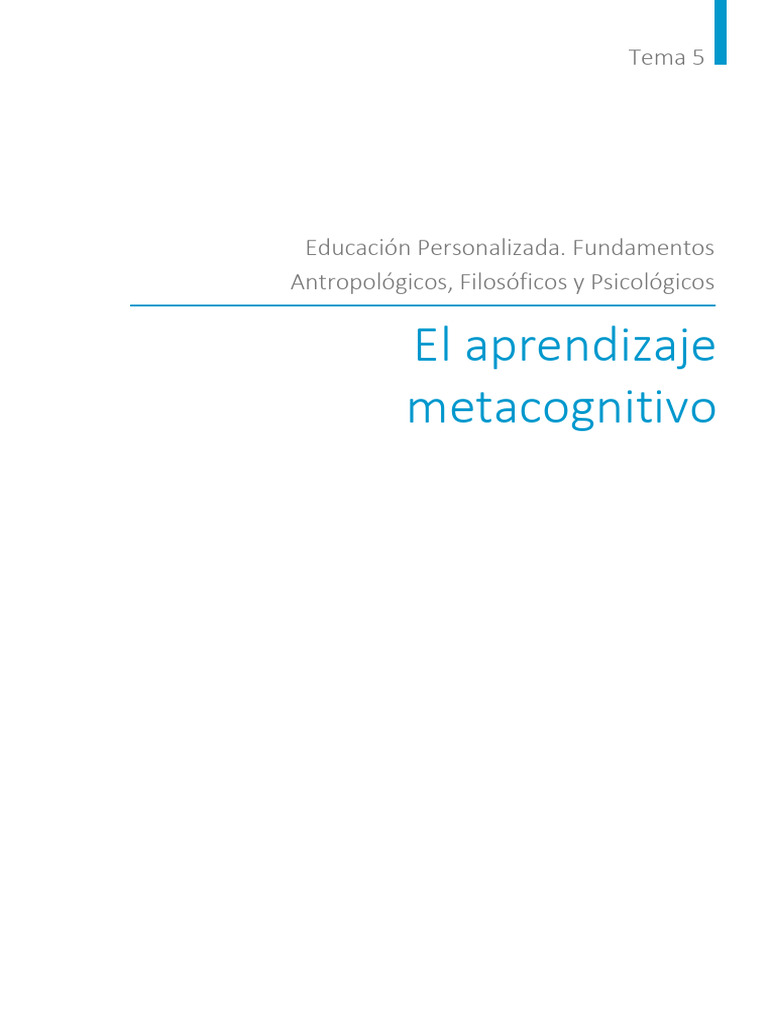 Resumen de Aprendizaje Metacognitivo | PDF | Aprendizaje | Teoria de la ...