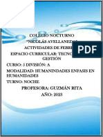 Guia Orientadora para Febrero 2024 de Tecnologia de Gestion de 5 Año Div A