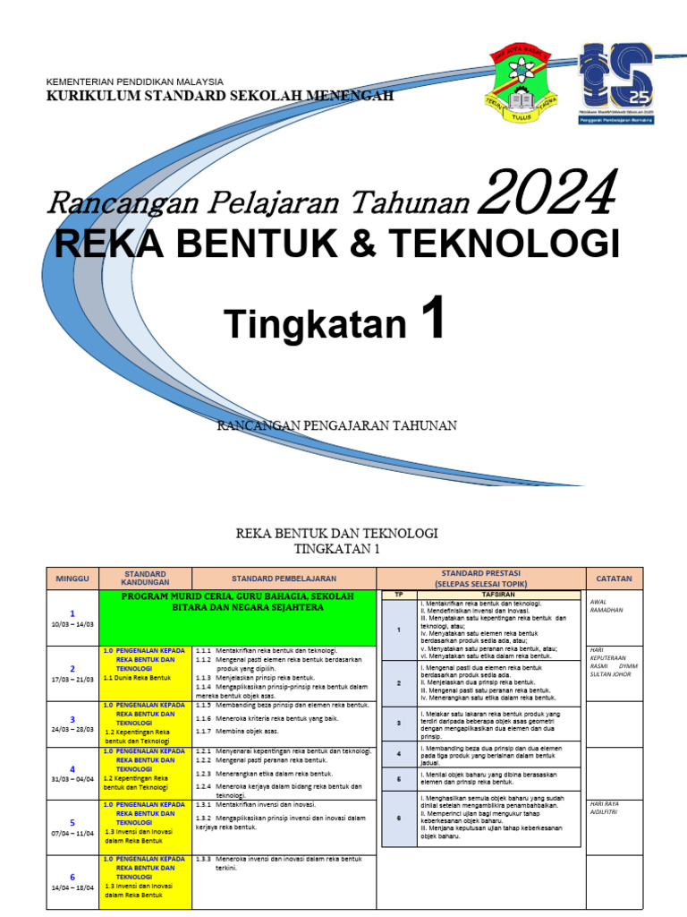 RPT Tingkatan 1 RBT 2024 | PDF