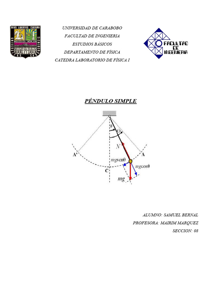 Estudio del Péndulo Simple y Gravedad | PDF | Péndulo | Masa