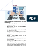 Ms Word Shortcut Keys