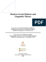 Modern Greek Dialects and Linguistic Theory 2019