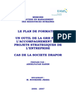 Le Plan de Formation, Un Outil de La GRH Pour Laccompagnement Des Projets Stratégiques de Lentrepr