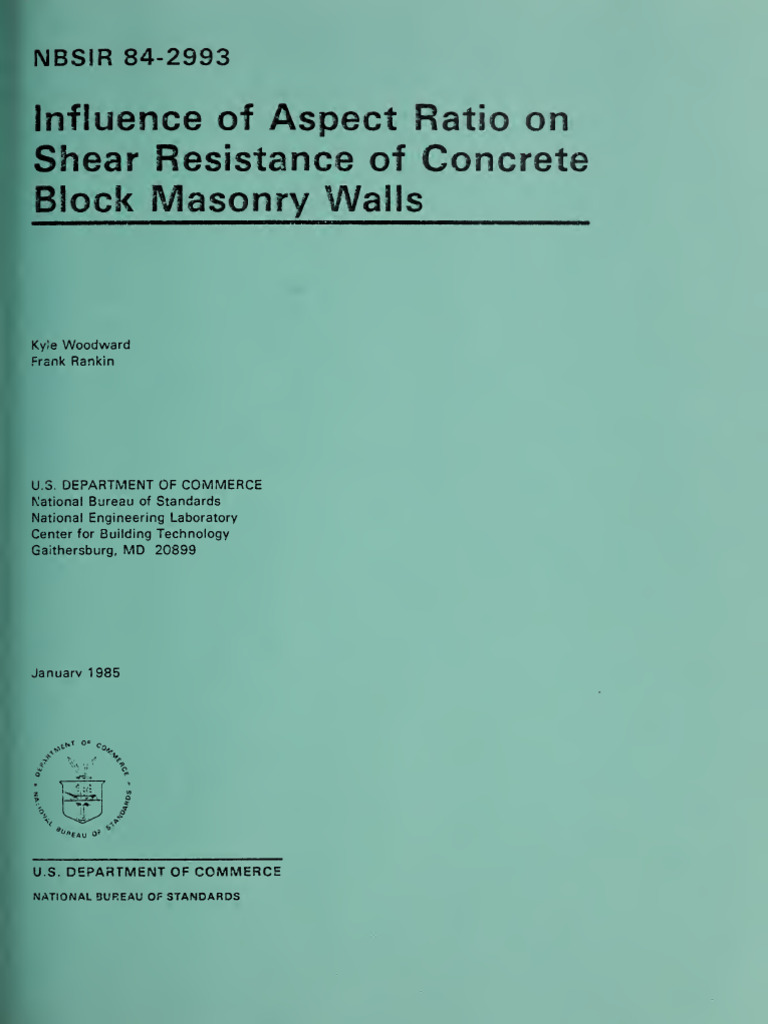 Influence of Aspect Ratio On Shear Resistance of Concrete Block Masonry Walls PDF Masonry