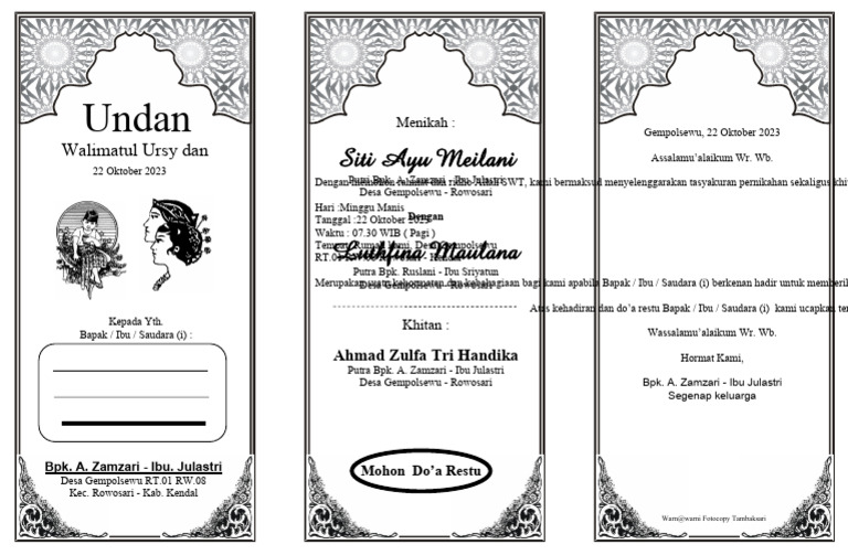 Undangan Walimah Ursy Dan Khitan | PDF