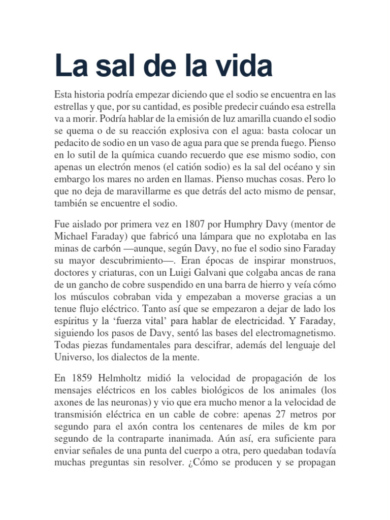 El papel del sodio en la neurociencia | PDF | Axon | Ciencias fisicas