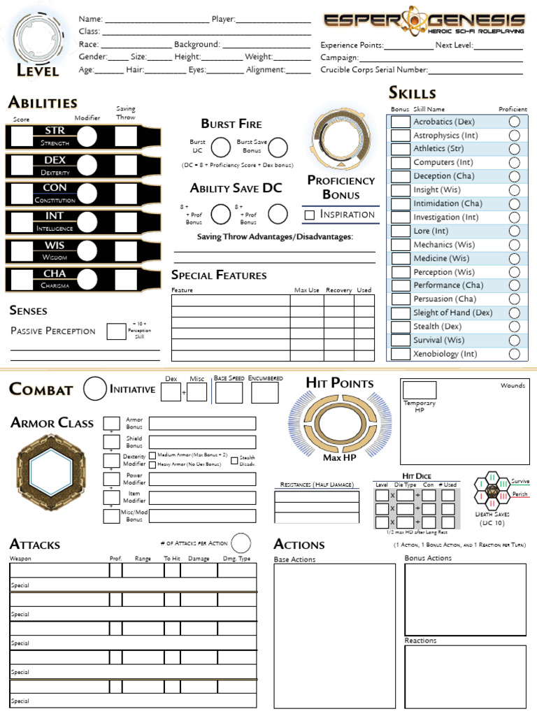 Eg Character Sheet V1 2 Pdf Role Playing Games