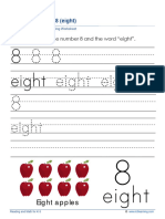 Kindergarten Printing Numbers Eight 8