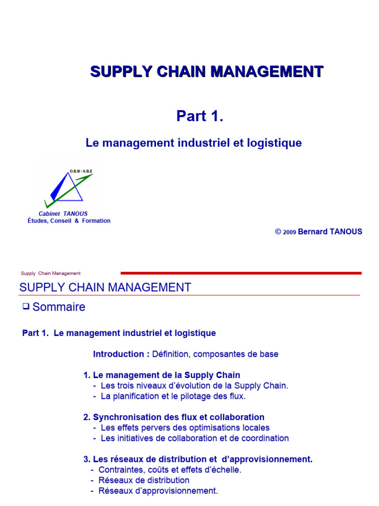 Gestion de la Supply Chain moderne | PDF | Logistique | Gestion de la ...