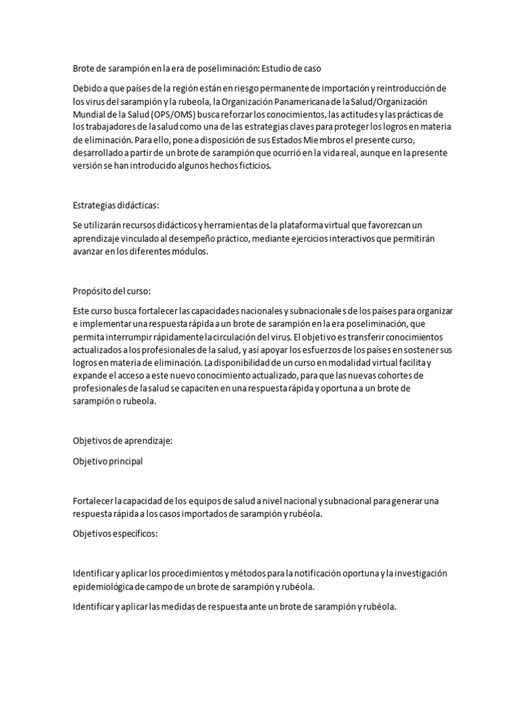 Brote De Sarampión En La Era De Poseliminación Pdf Sarampión Medicina