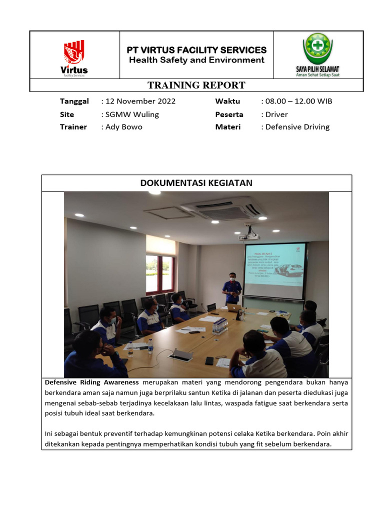 Defensive Driving Training Report | PDF | Vehicles | Transport