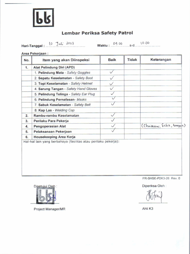 Inspeksi Alat 2023 Pdf
