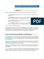 Liste Plateformes MOOC Et OPPORTUNITES