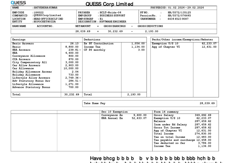 Salary Slip Quess) Download Free PDF Economies Public Finance