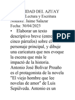 Niversidad Del Azuay Materia: Lectura y Escritura Nombre: Jaime Salazar Fecha: 30/04/2023