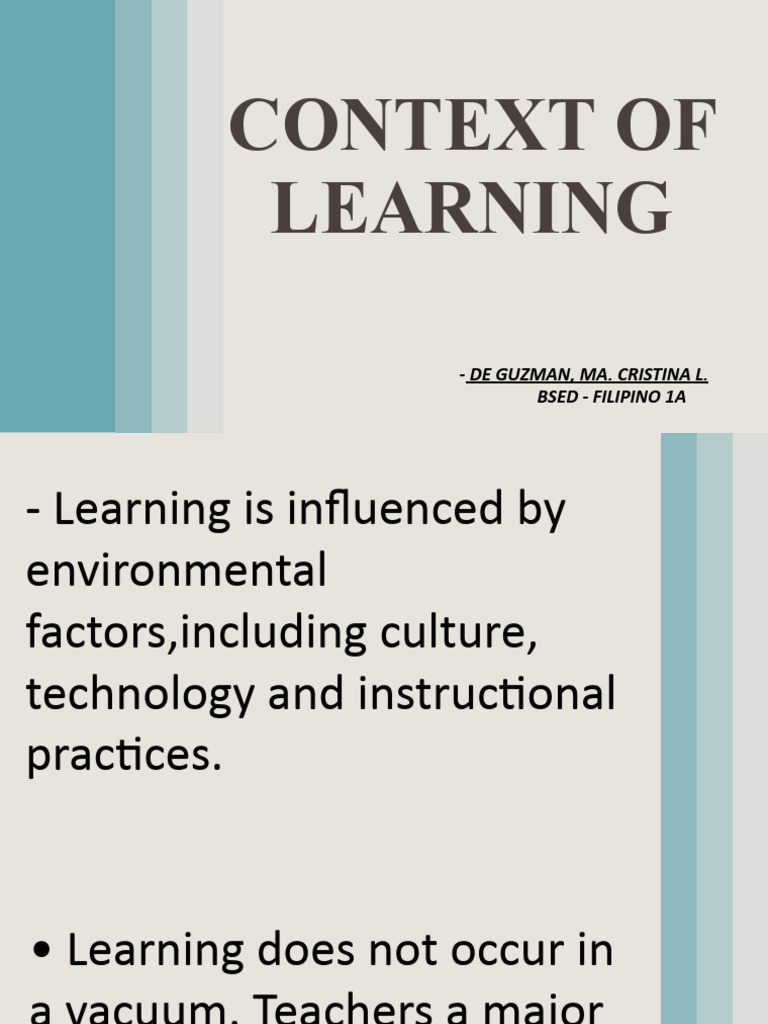 Context of Learning | PDF