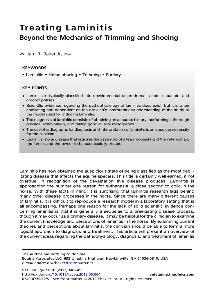 Treating Laminitis Beyond The Mechanics of Trimming and Shoeing PDF